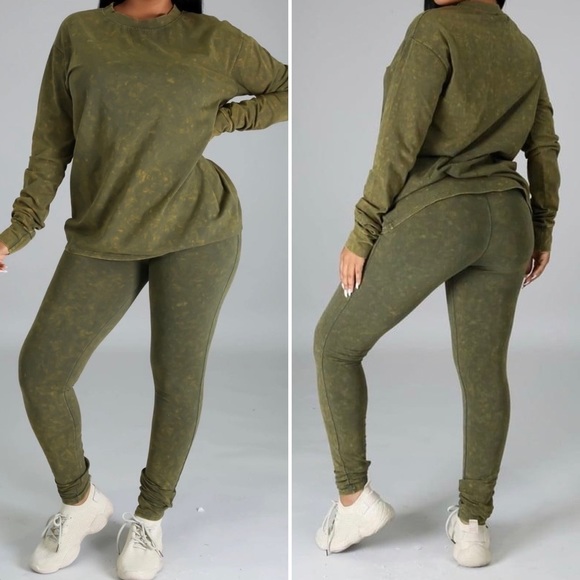 SJS Pants - ACID washed two piece set. Long sleeve & high waist pants. Small and Large. NWT